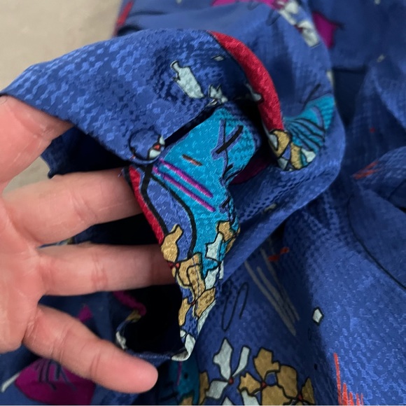 Vintage 1980s Francesca Damon for Starington Abstract Pop Floral Silk Wrap Dress - Picture 5 of 10